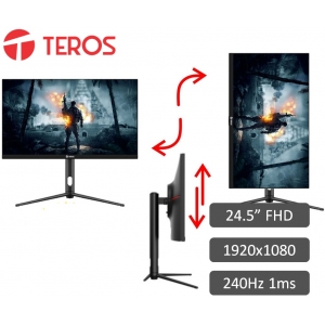 Monitor Gaming Teros TE-2410G 24.5, VA, 240Hz, 1920x1080, Full HD, HDMI / DP, PLANO 1ms