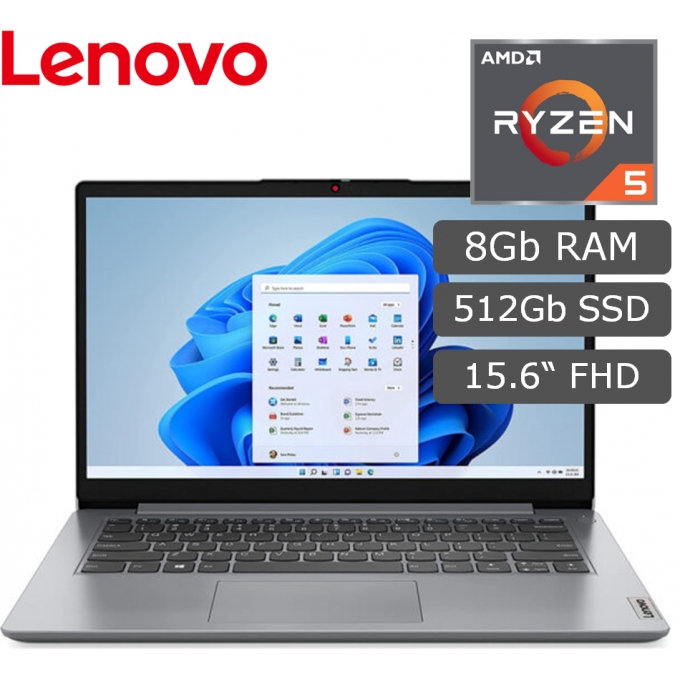 Laptop Lenovo IdeaPad 1, AMD Ryzen5 7520U 2 2.8/4.3GHz, Memoria RAM 8Gb,Disco Solido 512 Gb, Pantalla 15.6pulgadas FHD IPS / LENOVO