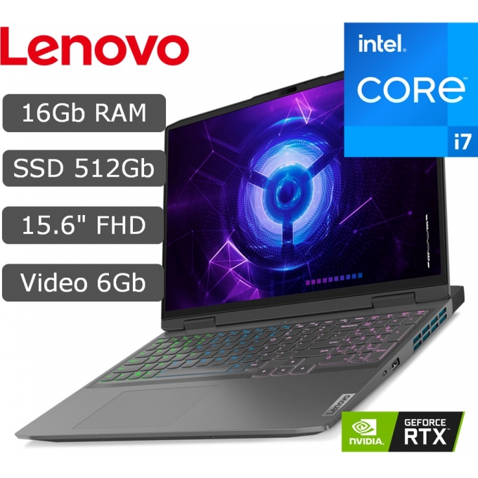 Laptop Lenovo LOQ 15IRH8, i7-13620H 2.4/4.9GHz, Memoria 16GB DDR5 - 512GB SSD M.2 - Video NVIDIA GeForce RTX 4050 6GB - Pantalla 15.6pulgadas FHD IPS FreeDOS / LENOVO