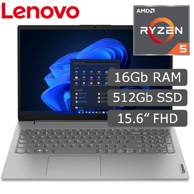 Laptop Lenovo V15 G4 AMN, AMD Ryzen 5 7520U 2.8/4.3GHz, Memoria RAM 16GB, Disco Solido 512 Gb, Pantalla 15.6pulgadas FHD TN / LENOVO