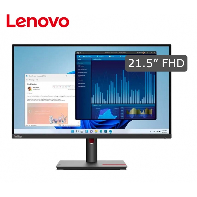 Monitor Lenovo ThinkVision T22i-30, 21.5pulgadas 1920x1080 WLED IPS HDMI/DP/VGA Color Raven Black / LENOVO