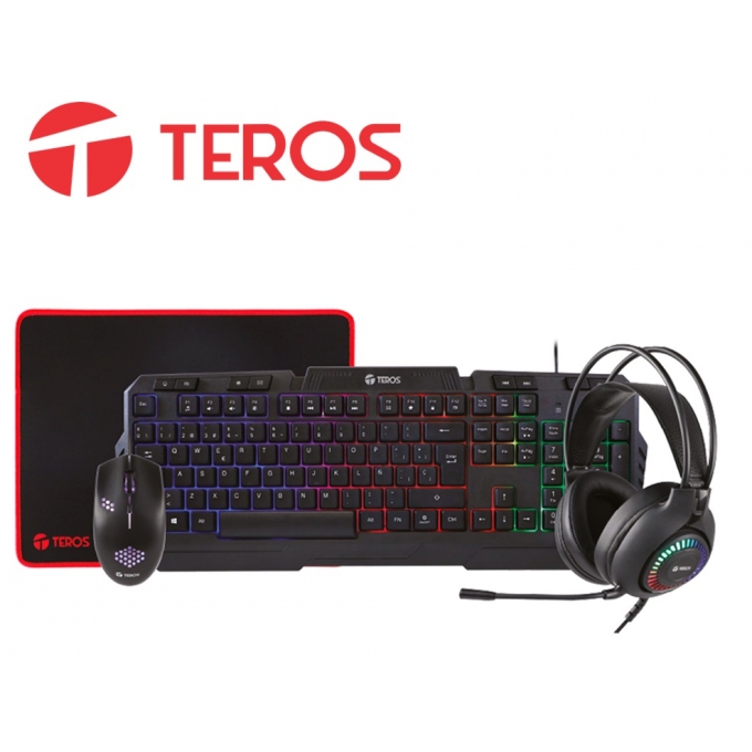 Combo Teclado Multimedia, Mouse, Headset, Mouse Pad. Combo Teros TE-4063N / TEROS