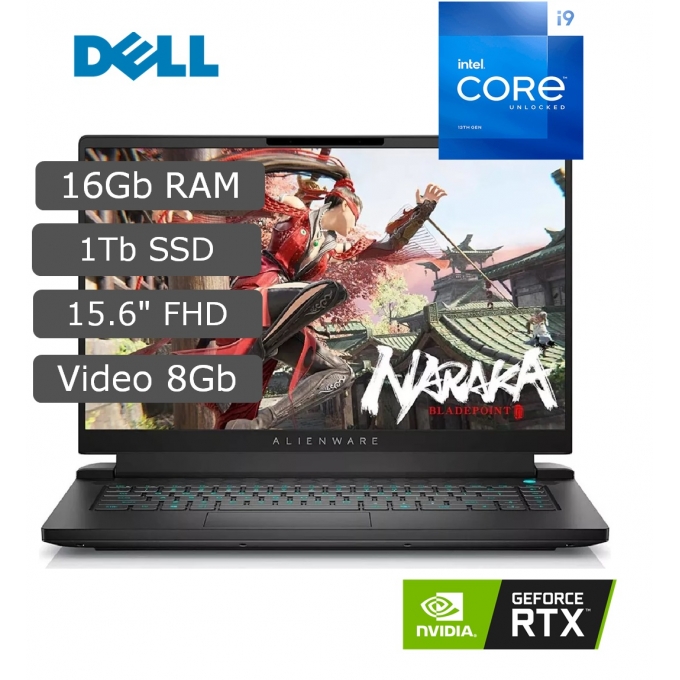 Laptop Gamer Dell M15 R7 I9-12900H, Memoria RAM 16Gb DDR5, Disco Solido 1Tb, Video RTX 3070Ti 8Gb 15.6 FHD 165Hz Windows 11 Home / DELL