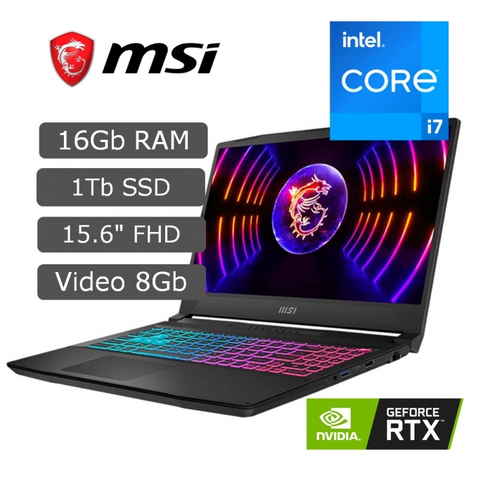 Laptop Gamer Msi Katana B12VFK-814US I7-12700H, Memoria RAM 16Gb, Disco Solido 1Tb, Tarjeta Video Rtx 4060 8Gb, Pantalla 15.6 FHD 144Hz Windows 11 / MSI