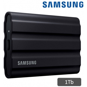 Disco Solido Externo Samsung SSD T7 1Tb Shield USB 3.2 Gen 2 (10Gbps), Portatil, Negro