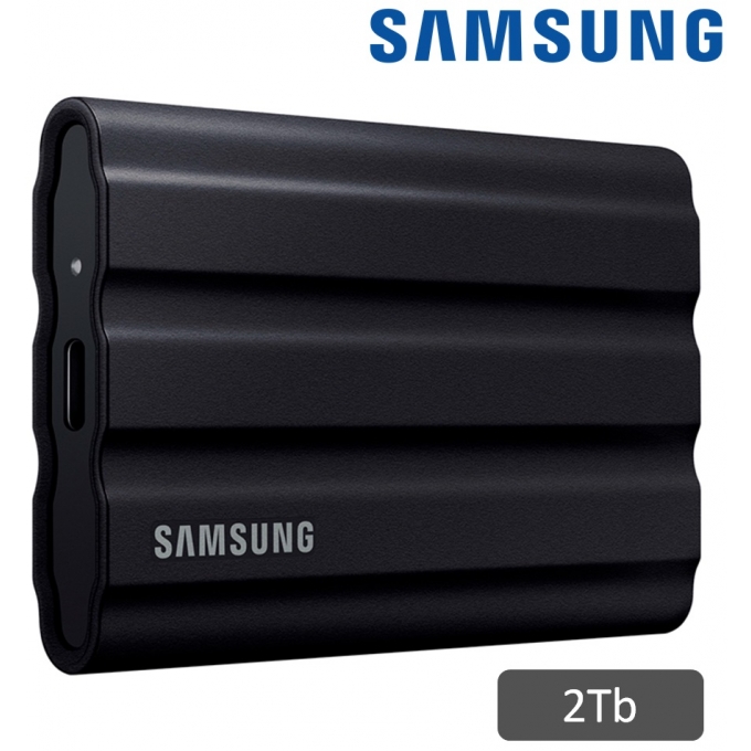 Disco Duro Externo Solido Samsung SSD T7 2Tb Shield USB 3.2 Gen 2 (10Gbps), Portatil, Negro / Samsung