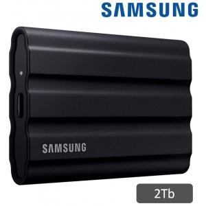 Disco Duro Externo Solido Samsung SSD T7 2Tb Shield USB 3.2 Gen 2 (10Gbps), Portatil, Negro