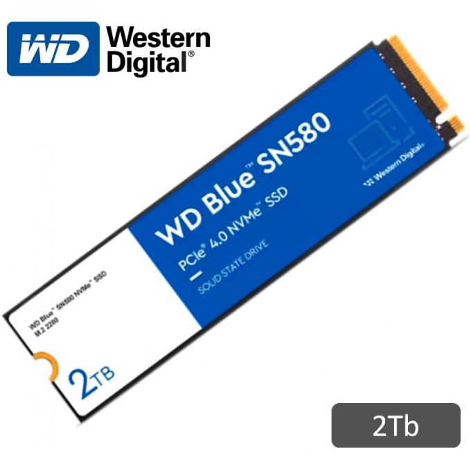 Disco Duro Solido SSD WesternDigital Blue 2Tb SN580 NVMe M.2 2280 PCIe Gen4 NVMe 1.4b / WesternDigital