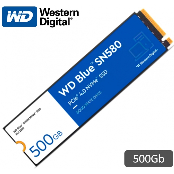 Disco Duro Solido SSD WesternDigital Blue SN580 NVMe 500GB M.2 2280 PCIe Gen4 NVMe 1.4b interno / WesternDigital