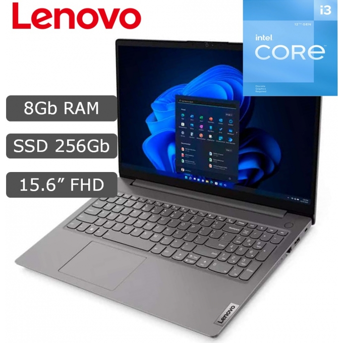 Laptop Lenovo V15 G3 i3-1215U 1.2/4.4GHz, Memoria 8Gb DDR4-3200MHz, Disco 512Gb SSD M.2, Pantalla 15.6pulgadas FHD / Lenovo