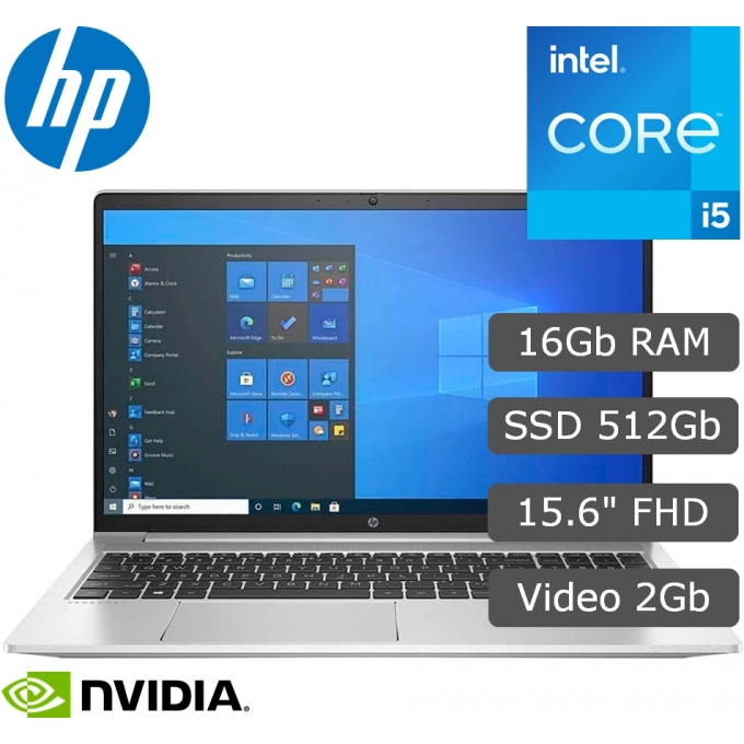 Laptop HP ProBook 450 G9, Core i5-1235U 4.40GHz, Memoria RAM 16Gb DDR4-3200MHz, Disco Solido 512Gb SSD M.2, Video NVIDIA MX570 2Gb, Pantalla 15.6pulgadas FHD UWVA / HP
