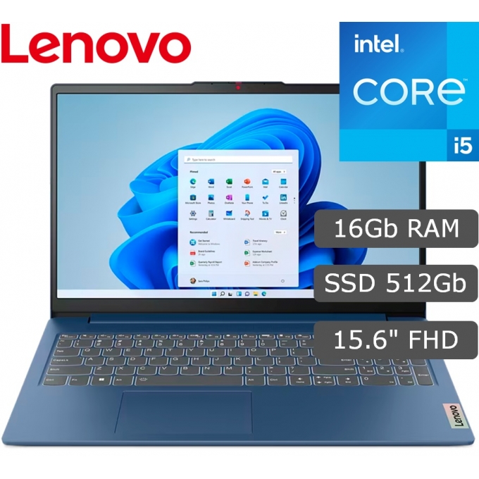 Laptop Lenovo IdeaPad Slim 3 15IAH8, Core i5-12450H 2.0/4.4GHz, Memoria RAM 16Gb LPDDR5-4800, Disco Solido 512Gb SSD M.2, Pantalla 15.6pulgadas FHD, Windows 11 Home SL / Lenovo