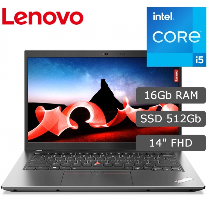 Laptop Lenovo ThinkPad L14 Gen 4, i5-1335U 1.3/4.6GHz, Memoria RAM 16Gb DDR4-3200MHz, Disco Solido 512Gb SSD M.2, Pantalla 14pulgadas FHD IPS, Windows 11 Pro / Lenovo