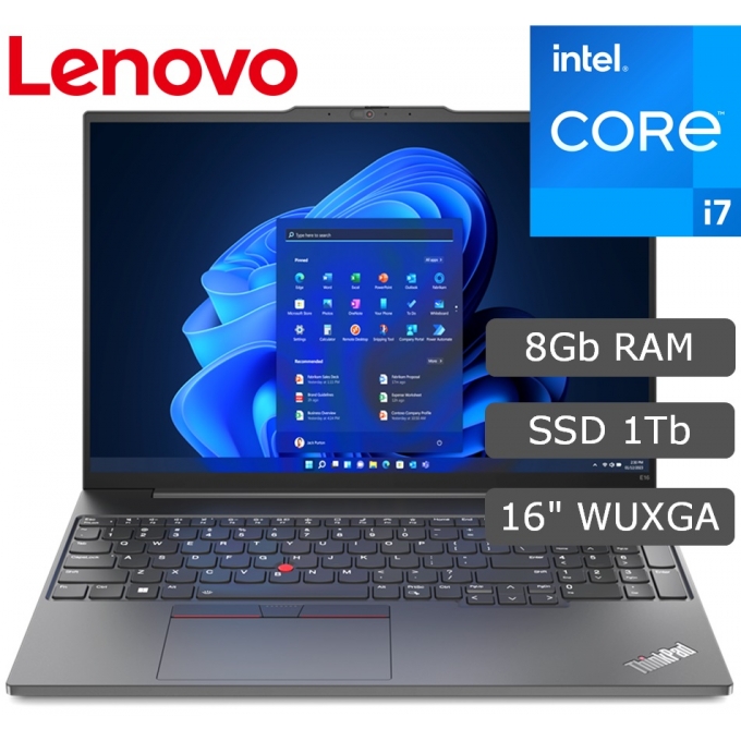 Laptop Lenovo ThinkPad E16 Gen 1, Core i7-1355U 1.7/5.0GHz, Memoroia RAM 8Gb DDR4-3200, Disco Solido 1Tb SSD M.2, Pantalla 16pulgadas WUXGA IPS, Windows 11 Pro / Lenovo