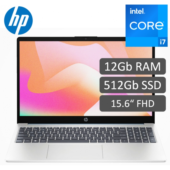 Laptop HP 15-fd0006la Core i7-1355U hasta 5GHz, Memoria RAM 12GB DDR4-3200, Disco Solido 512Gb, Pantalla 15.6pulgadas FHD / HP