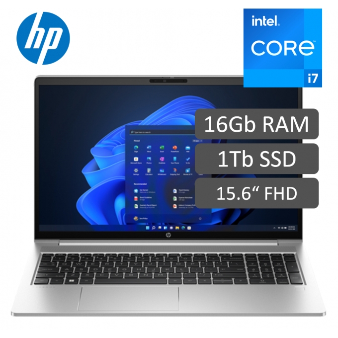 Laptop HP ProBook 450, Core i7-1355U 1.70/5.00GHz, Memoria RAM 16GB DDR4-3200, Disco solido 1 Tb, Pantalla 15.6pulgadas LCD LED FHD UWVA / HP