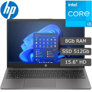 Laptop HP 250 G10, Core i3-1315U 1.20/4.50GHz, Memoria RAM 8Gb DDR4-3200MHz, Disco Solido 512Gb SSD M.2 PCIe NVMe, Pantalla 15.6 LCD LED HD, Sin Sistema Operativo