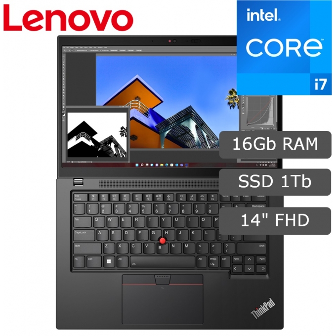 Laptop Lenovo ThinkPad L14 Gen 4, Core i7-1355U 1.7/5.0GHz, Memoria RAM 16Gb DDR4-3200MHz, Disco Solido 1Tb SSD M.2 2242 PCIe NVMe, Pantalla 14pulgadas FHD IPS, Win11 Pro / LENOVO