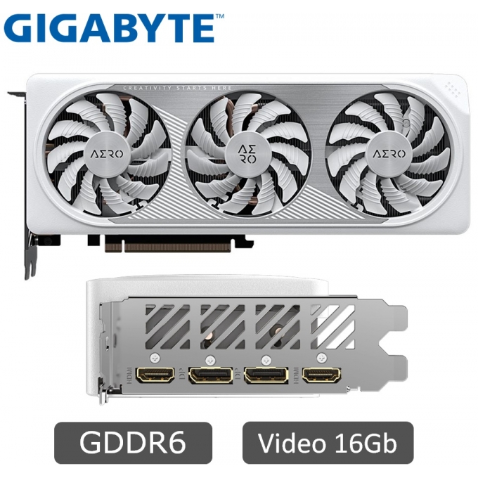 Tarjeta de video Gigabyte GeForce RTX 4060 Ti AERO OC 16G, 16GB GDDR6, PCI-E 4.0 / Gigabyte