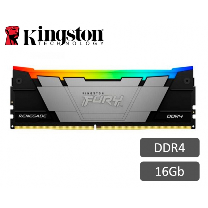 Memoria Kingston Fury Renegade 16GB DDR4-3200MHz PC4-25600 RGB, CL16, 1.35V, 288-Pin. / KINGSTON