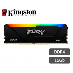 Memoria RAM Kingston Fury Beast RGB BLACK, 16GB DDR4 3200 MHz, PC4-25600, CL16, 1.35V.
