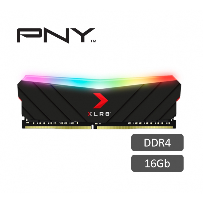 Memoria Ram PNY XLR8 RGB Gaming 16GB DDR4-3200 MHz, PC4-25600, CL16, 1.35V. / PNY