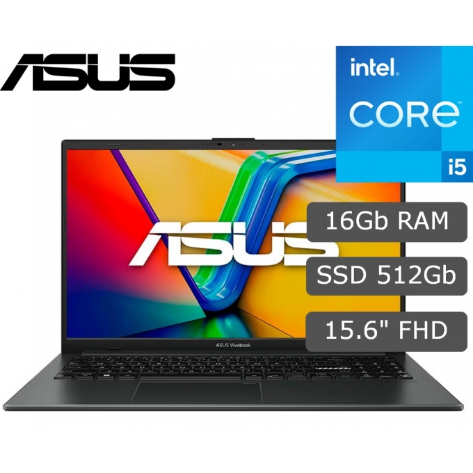 Laptop ASUS X1504VA-NJ944, Core i5-120U 1.4/5GHz, Memoria RAM 16Gb DDR4, Disco Solido 512Gb SSD M.2 NVMe PCIe, Pantalla 15.6pulgadas LED FHD / ASUS