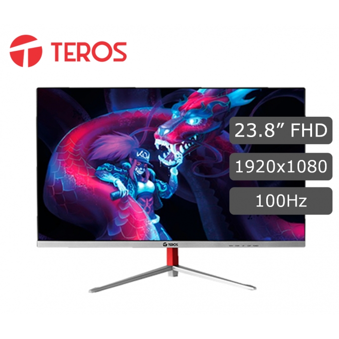 Monitor Teros TE-2401S,Pantalla 23.8pulgadas VA, 100Hz, 1920x1080 Full HD, VGA, HDMI, CURVO / TEROS