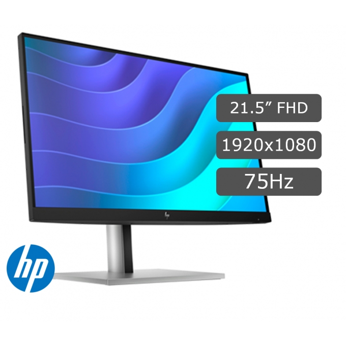 Monitor HP E22 G5 FHD, pantalla 21.5pulgadas FHD/IPS/16:9/75Hz, HDMIx1/DPx1/USB-Bx1/USB 3.2 Gen 1 Tipo-A x4 / HP
