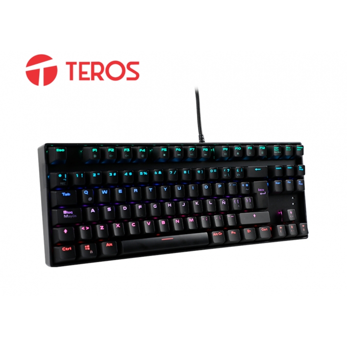 Teclado Gamer Teros TE-4153, mecanico, multimedia, iluminacion RGB, TKL, USB. / TEROS
