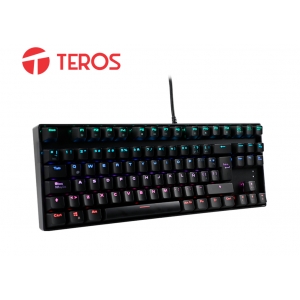 Teclado Gamer Teros TE-4153, mecanico, multimedia, iluminacion RGB, TKL, USB.