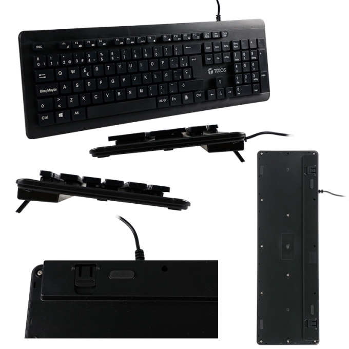 Teclado Teros, TE-4065N, Sellado, Lavable, A prueba de agua, IPX7, USB, Negro / TEROS