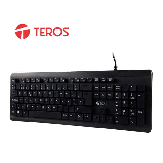 Teclado Teros, TE-4065N, Sellado, Lavable, A prueba de agua, IPX7, USB, Negro / TEROS