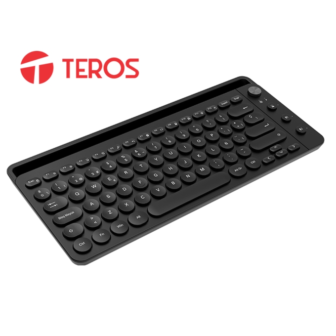Teclado, Teros, TE-4064, Inalambrico, 2.4GHZ + BT 3.0 + BT 5.2, 80 Teclas, Negro / TEROS