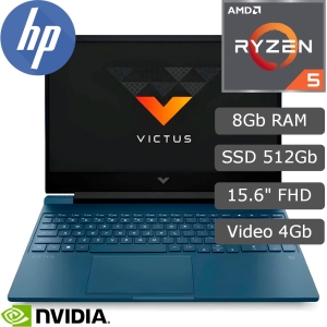 Laptop HP Victus Gaming 15-fb0135la, Ryzen 5 5600H 3.3/4.2GHz, Memoria RAM 8Gb DDR4-3200, Disco Solido 512Gb SSD M.2 PCIe NVMe, Video NVIDIA GeForce RTX 3050 4GB GDDR6, Pantalla 15.6 FHD IPS, Gamer