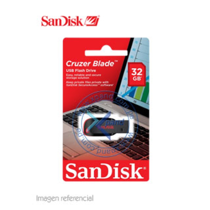 Memoria Flash USB SanDisk Cruzer Blade, 32GB, USB 2.0, presentacion en colgador. / SanDisk