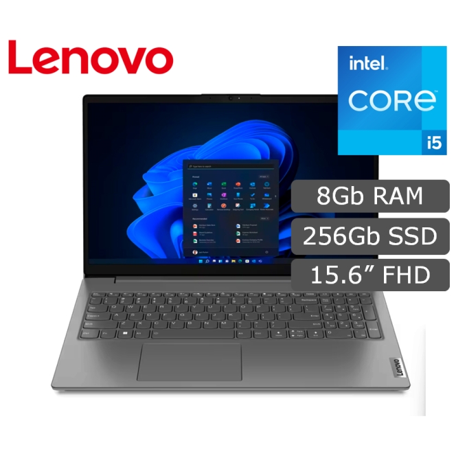 Laptop Lenovo V15 G4 IAH, Core i5-12500H hasta 4.5GHz, Memoria RAM 8GB DDR4-3200MHz, Pantalla 15.6pulgadas FHD TN / LENOVO