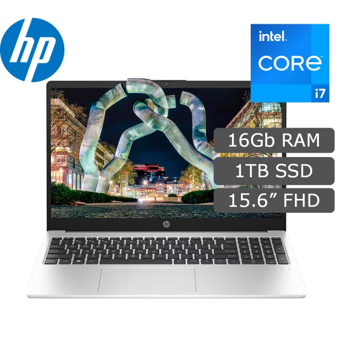 Laptop HP 250 G10, Core i7-1355U 1.70/5.00GHz, Memoria RAM 16GB DDR4-3200MHz., pantalla 15.6pulgadas LCD LED HD SVA / HP