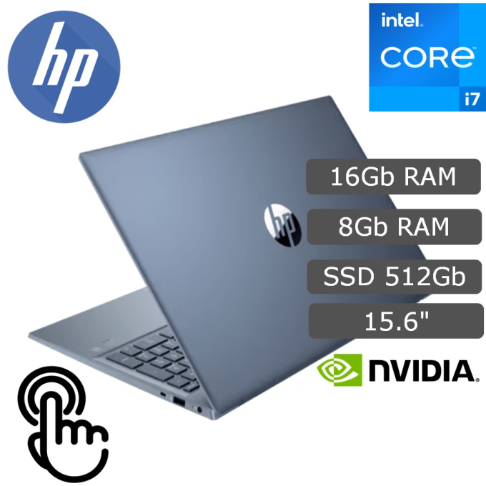 LAPTOP HP PAVILION 15-EG3045 CORE I7-1355U 512GB SSD 16GB MX550 2GB 15.6pulgadas TOUCHSCREEN WIN11 / HP