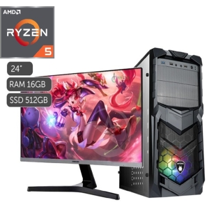 CPU AMD Ryzen 5 5600G , SSD 512GB , RAM 16GB , LED 24' FHD, Wi-Fi, Teclado y mouse