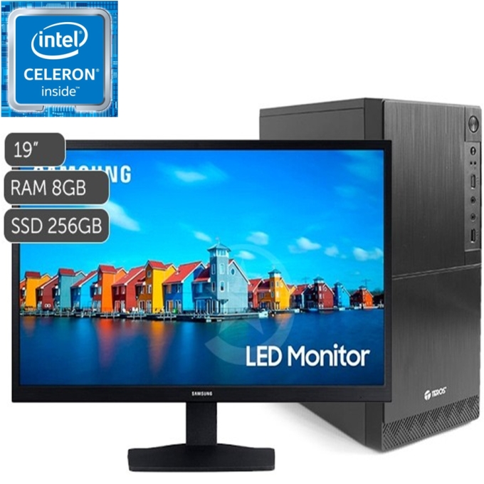 CPU Intel Celeron G4900 , SSD 256GB , RAM 8GB , Monitor 19', Teclado y mouse / INTEL