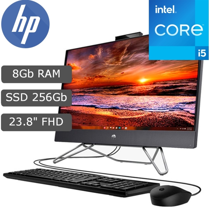 AIO HP ProOne 240 G9, Core i5-1235U 1.30/4.40GHz, Memoria RAM 8Gb DDR4, Disco Solido 256Gb M.2 SSD, Pantalla 23.8pulgadas LCD LED FHD UWVA / HP