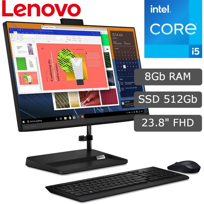 All-in-One Lenovo IdeaCentre3 24IAP7 Core i5-12450H 2.0/4.4GHz, Memoriar RAM 8Gb DDR4, Disco Solido 512Gb SSD M.2, Pantalla 23.8pulgadas FHD IPS / Lenovo