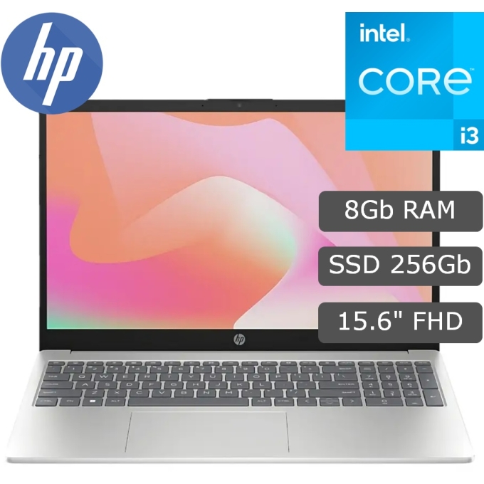 Laptop HP 15-fd0004la Core i3-N305 3.8GHz, Memoria RAM 8Gb DDR4, Disco Solido 256Gb SSD M.2 NVMe, Pantalla 15.6pulgadas FHD / HP