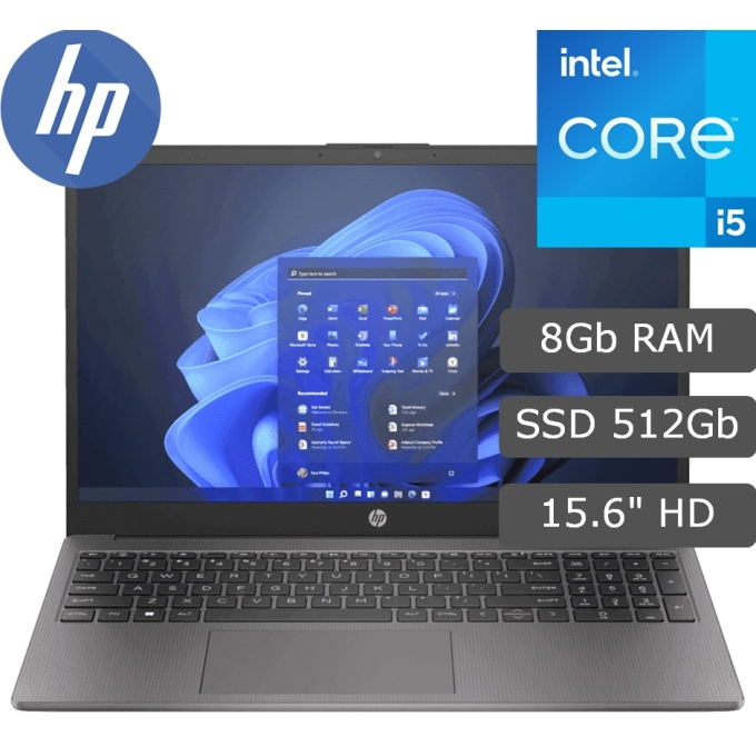 Laptop HP 250 G10, Core i5-1334U 1.30/4.60GHz, Memoria RAM 8Gb DDR4, Disco Solido 512Gb SSD M.2 Value, Pantalla 15.6pulgadas LCD LED HD / HP