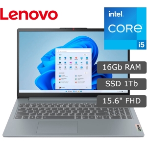 Laptop Lenovo IdeaPad Slim 3, Core i5-12450H 2.0/4.4GHz, Memoria RAM 16Gb LPDDR5, Disco Solido 1Tb SSD M.2 NVMe, Pantalla 15.6 FHD IPS