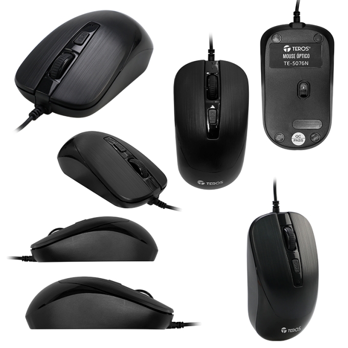 Mouse optico Teros TE-5076N, 1600dpi, , USB, 4 botones, / Teros