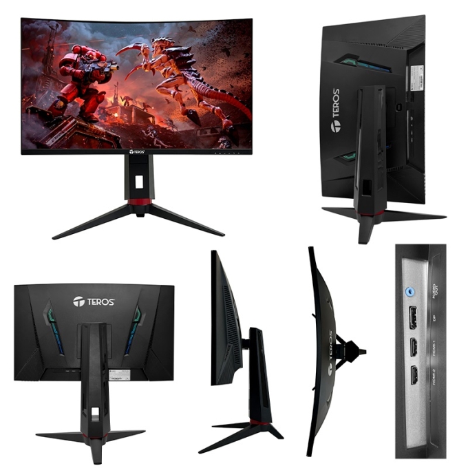 Monitor Teros TE-2766G, 27pulgadas, VA, Curvo, 180Hz, 1920x1080 FHD, HDMI / DP / FREESYNC /VESA Gamer / Teros