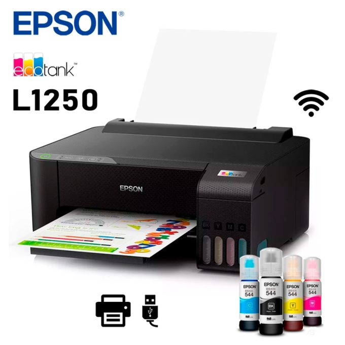 Impresora Epson EcoTank L1250, Imprime / Inalambrica Wifi / USB de alta velocidad / Epson