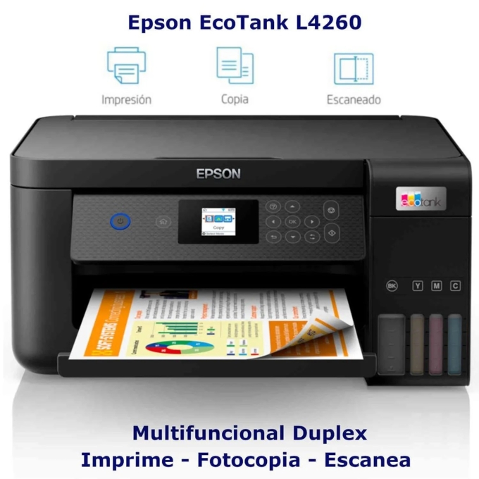 Impresora Multifuncional Epson EcoTank L4260 Imprime / Escanea / Copia / USB / Inalambrica Wifi / Epson